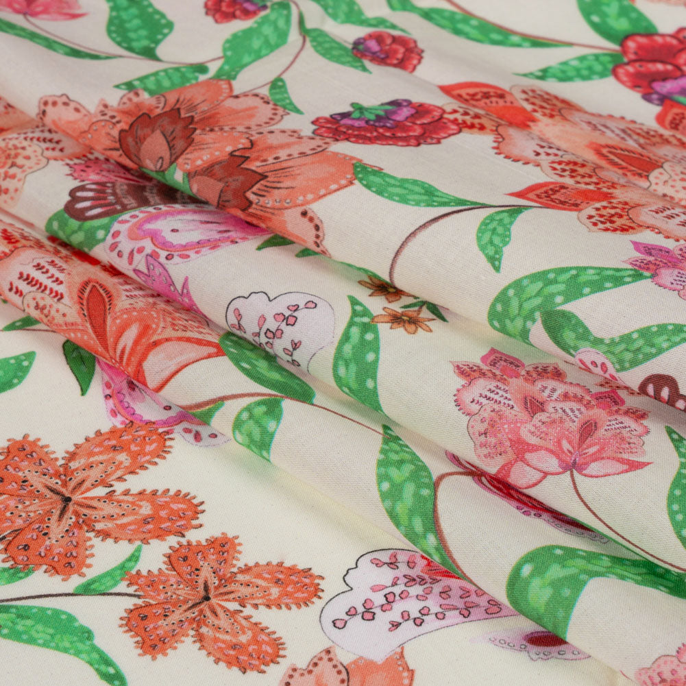 Cotton Voile - Pink and Orange Floral - Lennox Estate Print - Mood Exclusive Gisele Collection - Folded Cotton Voile - Pink and Orange Floral - Lennox Estate Print - Mood Exclusive Gisele Collection - Folded