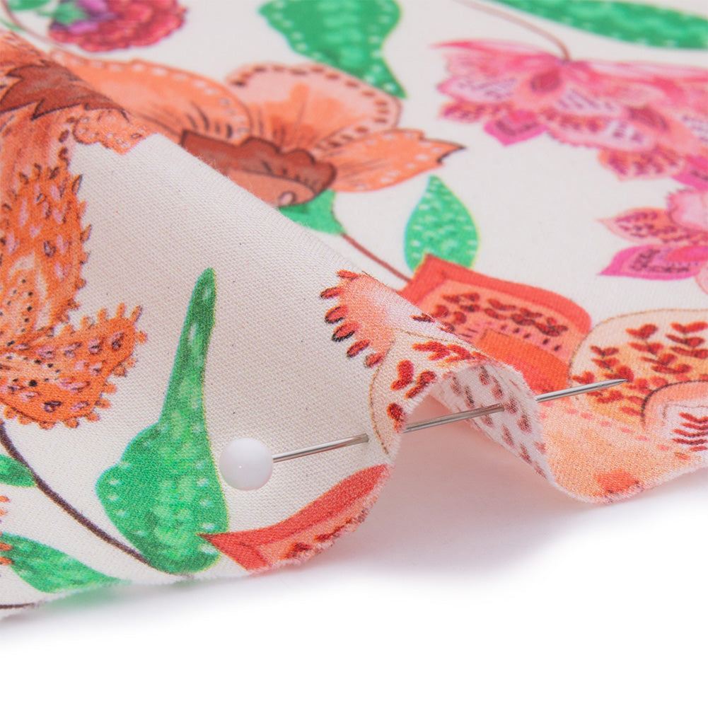 Cotton Voile - Pink and Orange Floral - Lennox Estate Print - Mood Exclusive Gisele Collection - Detail Cotton Voile - Pink and Orange Floral - Lennox Estate Print - Mood Exclusive Gisele Collection - Detail