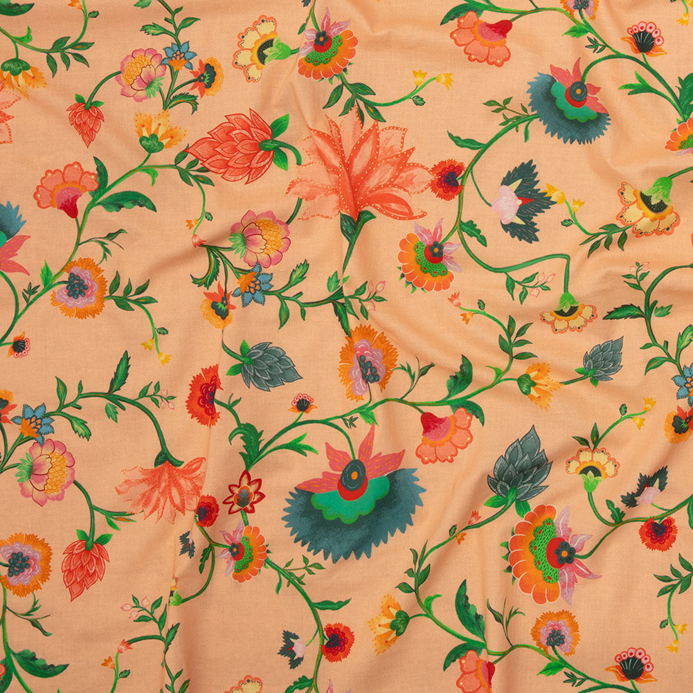 Cotton Voile - Peach Floral Vines - Sherbert Shandy Print - Mood Exclusive Gisele Collection Cotton Voile - Peach Floral Vines - Sherbert Shandy Print - Mood Exclusive Gisele Collection