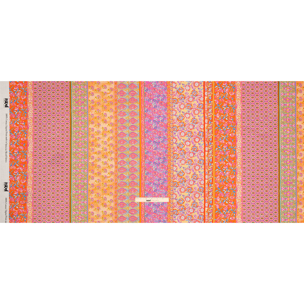 Cotton Voile - Pink and Orange Floral Stripes - Darling Clementine Print - Mood Exclusive Gisele Collection - Full Cotton Voile - Pink and Orange Floral Stripes - Darling Clementine Print - Mood Exclusive Gisele Collection - Full