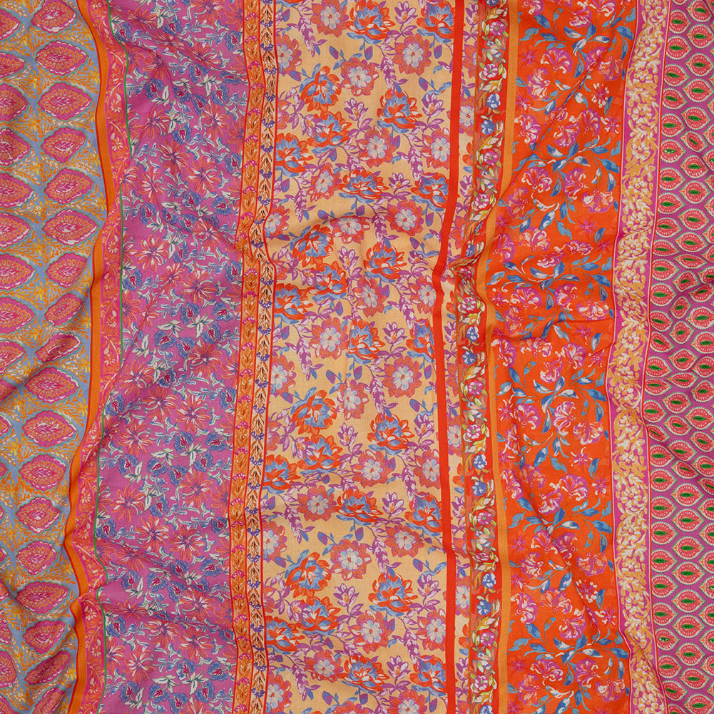 Cotton Voile - Pink and Orange Floral Stripes - Darling Clementine Print - Mood Exclusive Gisele Collection Cotton Voile - Pink and Orange Floral Stripes - Darling Clementine Print - Mood Exclusive Gisele Collection