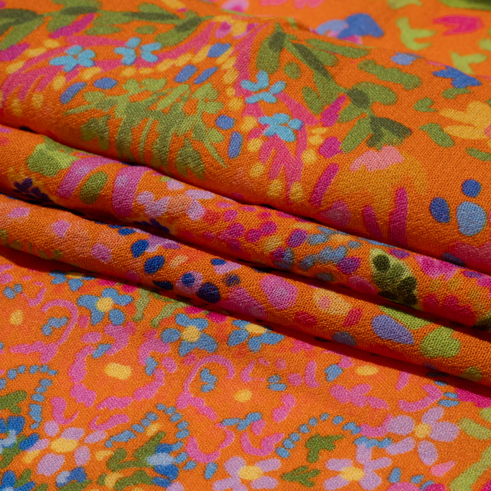 Sustainable Viscose Crepe - Orange Paisley - Amsterdam Market Print - Mood Exclusive Gisele Collection - Folded Sustainable Viscose Crepe - Orange Paisley - Amsterdam Market Print - Mood Exclusive Gisele Collection - Folded