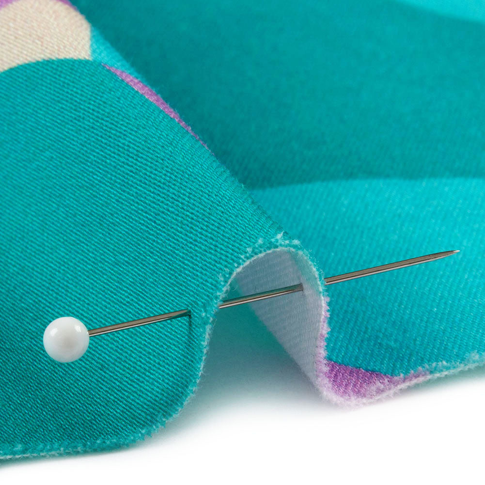Stretch Cotton Sateen - Lilac and Turquoise Geometric Gems - Midnight Train to Georgia Print - Mood Exclusive Yesterday Collection - Detail Stretch Cotton Sateen - Lilac and Turquoise Geometric Gems - Midnight Train to Georgia Print - Mood Exclusive Yesterday Collection - Detail