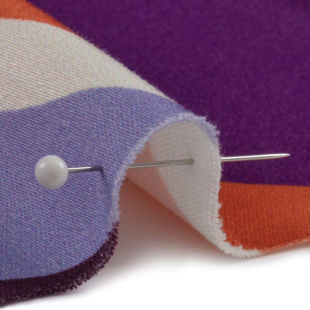 Stretch Cotton Sateen - Purple and Orange Ogees - Age of Aquarius Print - Mood Exclusive Yesterday Collection - Detail Stretch Cotton Sateen - Purple and Orange Ogees - Age of Aquarius Print - Mood Exclusive Yesterday Collection - Detail