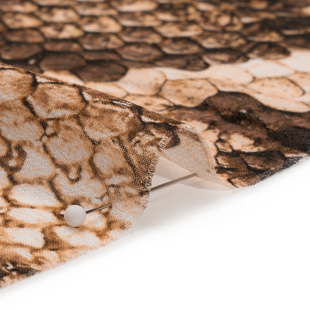 Viscose Georgette - Beige and Brown Snakeskin - Kaa's Charm Print - Mood Exclusive Kilimanjaro Collection - Detail Viscose Georgette - Beige and Brown Snakeskin - Kaa's Charm Print - Mood Exclusive Kilimanjaro Collection - Detail