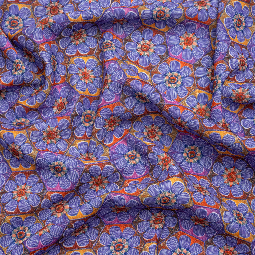 Luxe Polyester Crepe - Purple Honeycomb Florals - Mood Exclusive Bloom Honey Bloom Print Luxe Polyester Crepe - Purple Honeycomb Florals - Mood Exclusive Bloom Honey Bloom Print