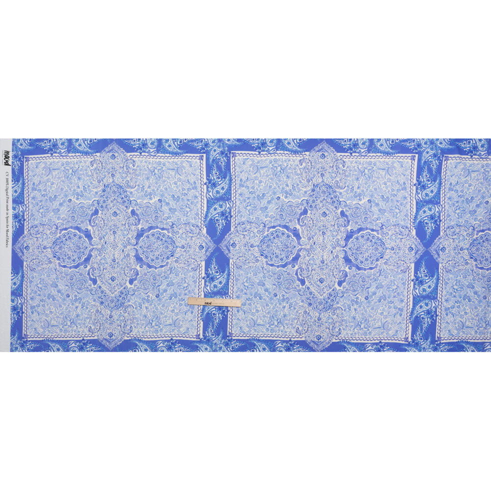 Rayon Challis Panel - Blue Paisley Floral - Sicilian Summer Print - Mood Exclusive Chariot Collection - Full Rayon Challis Panel - Blue Paisley Floral - Sicilian Summer Print - Mood Exclusive Chariot Collection - Full