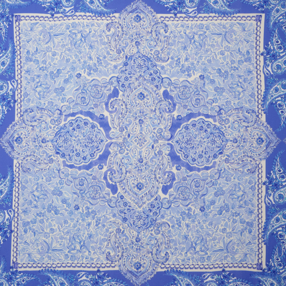 Rayon Challis Panel - Blue Paisley Floral - Sicilian Summer Print - Mood Exclusive Chariot Collection Rayon Challis Panel - Blue Paisley Floral - Sicilian Summer Print - Mood Exclusive Chariot Collection