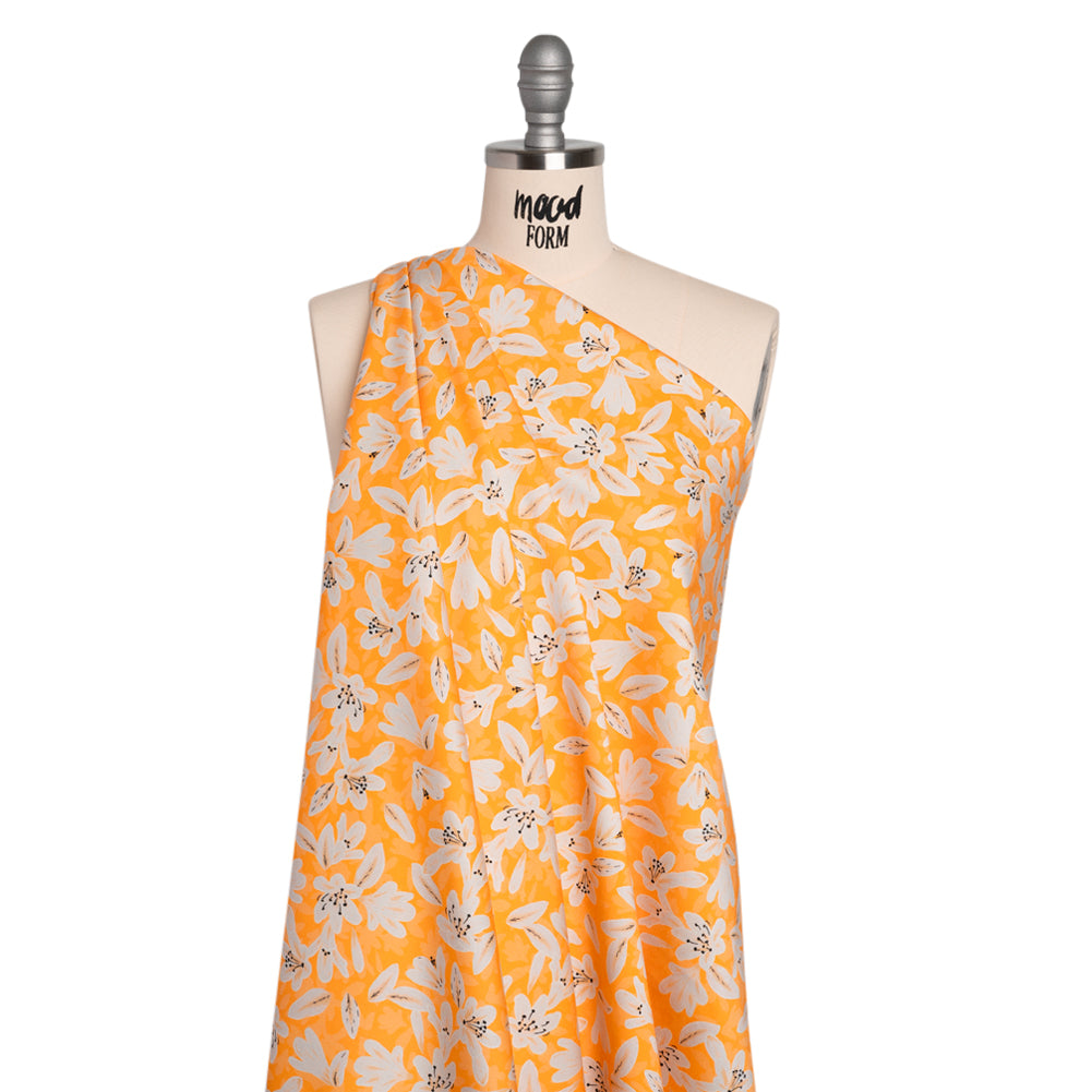 Stretch Cotton Sateen - Yellow Floral - Daybreak Bloom Print - Mood Exclusive Chariot Collection - Drape Stretch Cotton Sateen - Yellow Floral - Daybreak Bloom Print - Mood Exclusive Chariot Collection - Drape