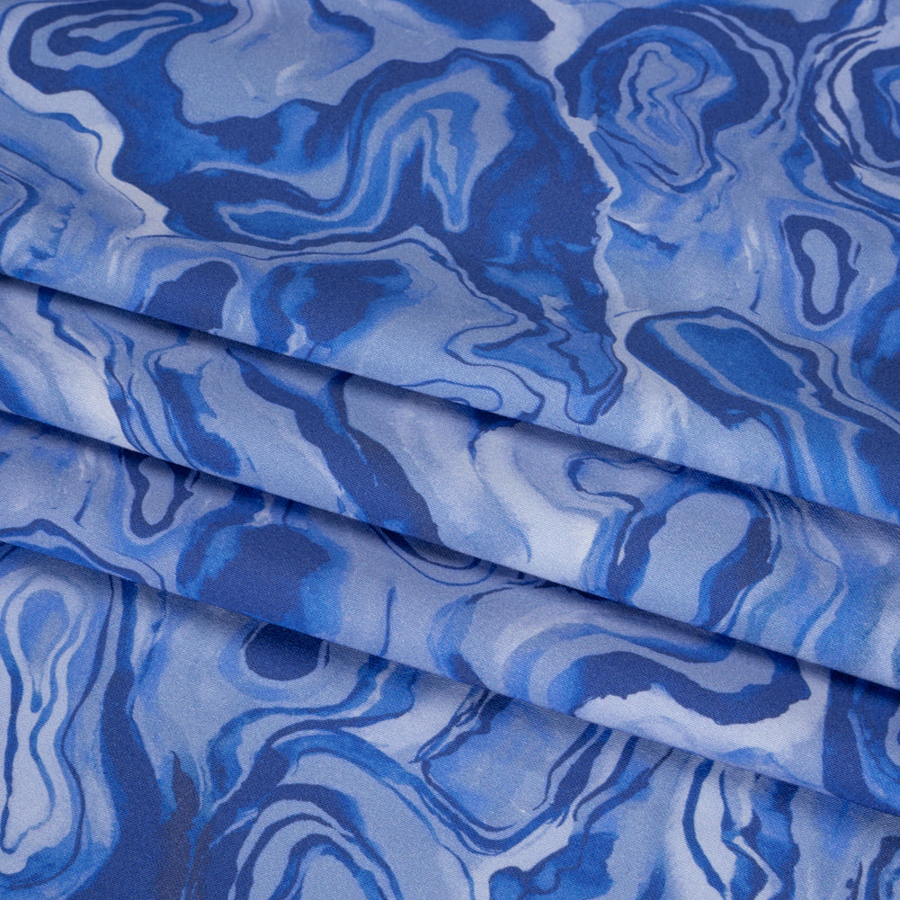 Stretch Cotton Sateen - Blue Abstract - Skyscape Print - Mood Exclusive Chariot Collection - Folded Stretch Cotton Sateen - Blue Abstract - Skyscape Print - Mood Exclusive Chariot Collection - Folded