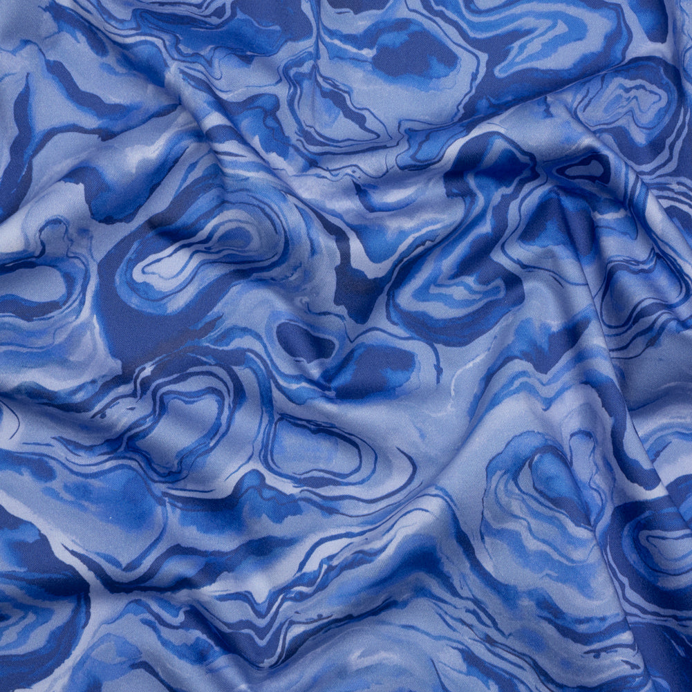 Stretch Cotton Sateen - Blue Abstract - Skyscape Print - Mood Exclusive Chariot Collection Stretch Cotton Sateen - Blue Abstract - Skyscape Print - Mood Exclusive Chariot Collection