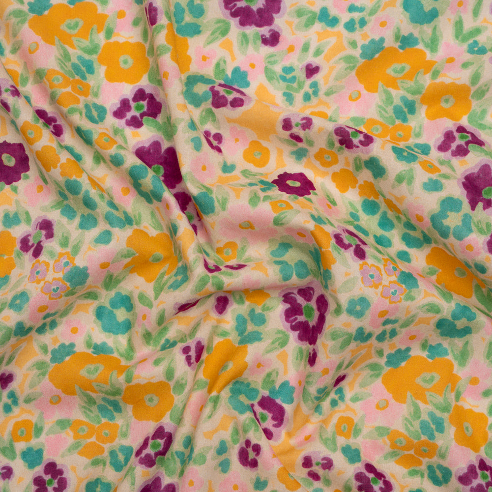 Cotton Voile - Yellow and Plum Floral - Midsummer Meadow Print - Mood Exclusive Chariot Collection Cotton Voile - Yellow and Plum Floral - Midsummer Meadow Print - Mood Exclusive Chariot Collection