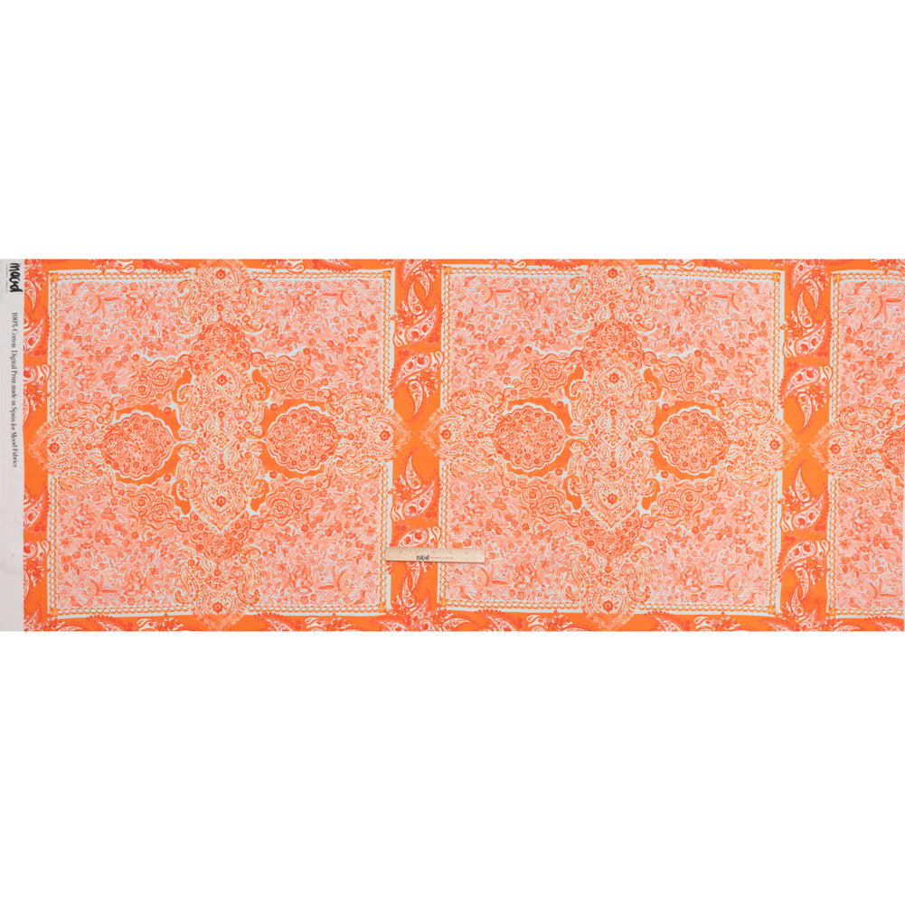 Cotton Voile Panel - Orange Paisley Floral - Sicilian Summer Print - Mood Exclusive Chariot Collection - Full Cotton Voile Panel - Orange Paisley Floral - Sicilian Summer Print - Mood Exclusive Chariot Collection - Full