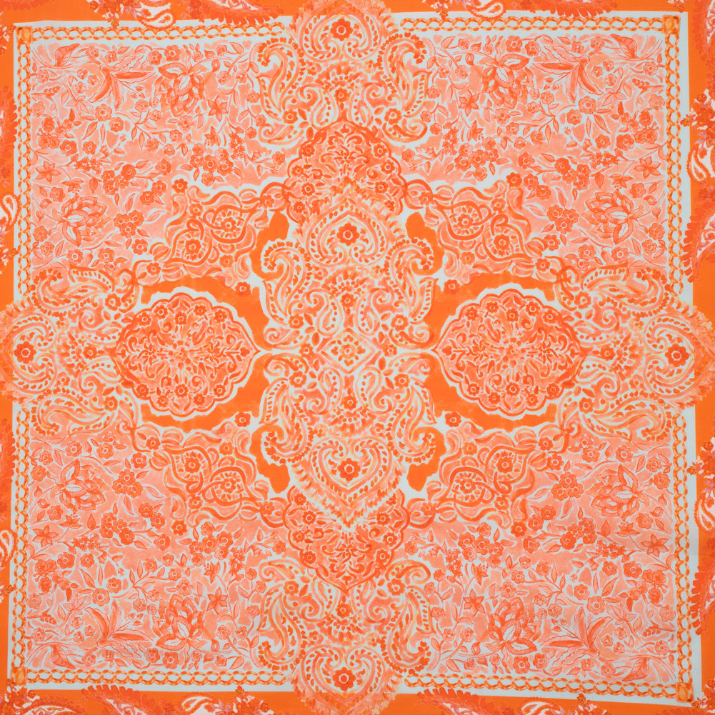 Cotton Voile Panel - Orange Paisley Floral - Sicilian Summer Print - Mood Exclusive Chariot Collection Cotton Voile Panel - Orange Paisley Floral - Sicilian Summer Print - Mood Exclusive Chariot Collection