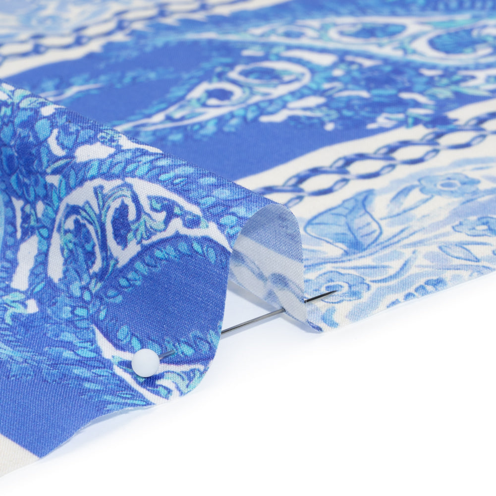 Cotton Voile Panel - Blue Paisley Floral - Sicilian Summer Print - Mood Exclusive Chariot Collection - Detail Cotton Voile Panel - Blue Paisley Floral - Sicilian Summer Print - Mood Exclusive Chariot Collection - Detail