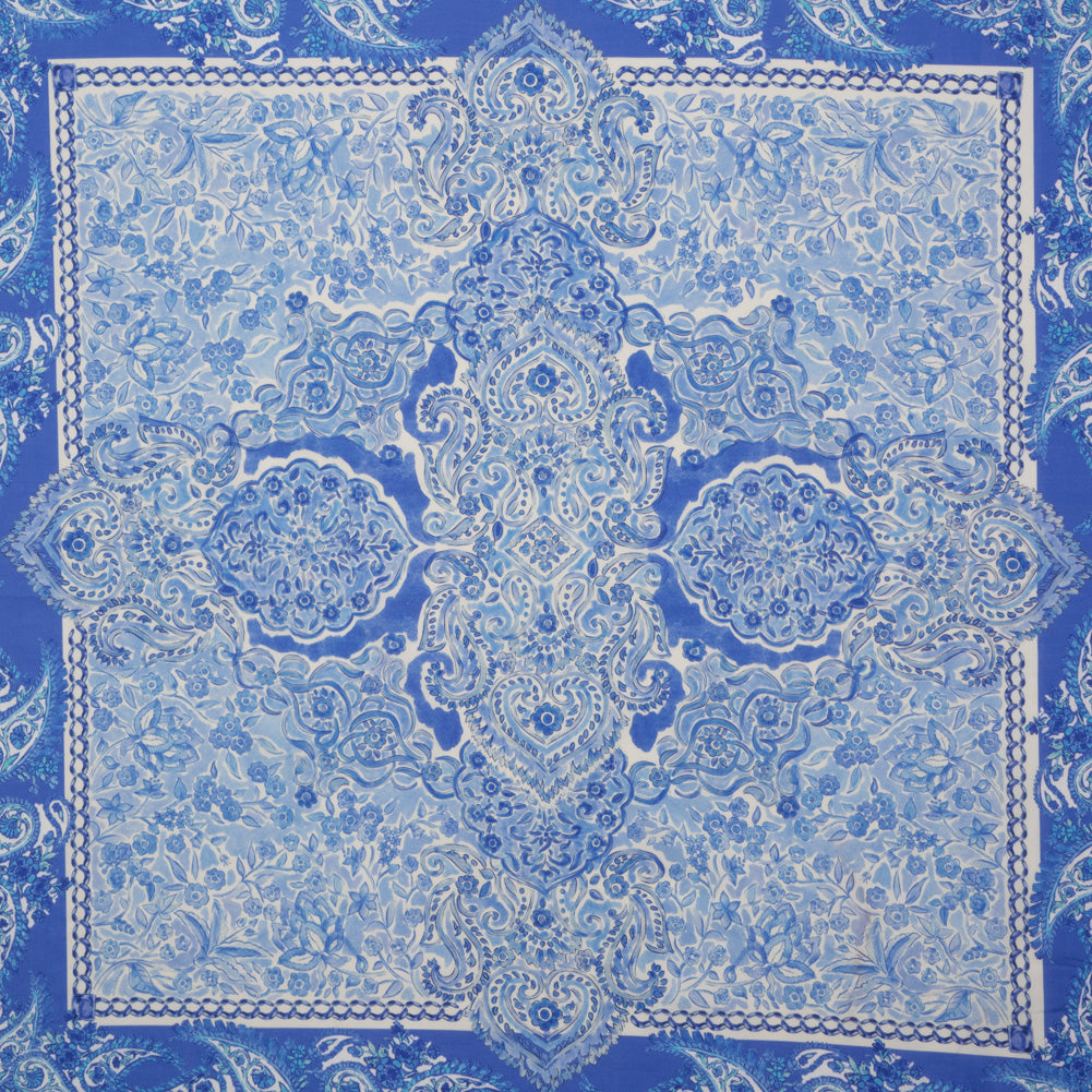 Cotton Voile Panel - Blue Paisley Floral - Sicilian Summer Print - Mood Exclusive Chariot Collection Cotton Voile Panel - Blue Paisley Floral - Sicilian Summer Print - Mood Exclusive Chariot Collection