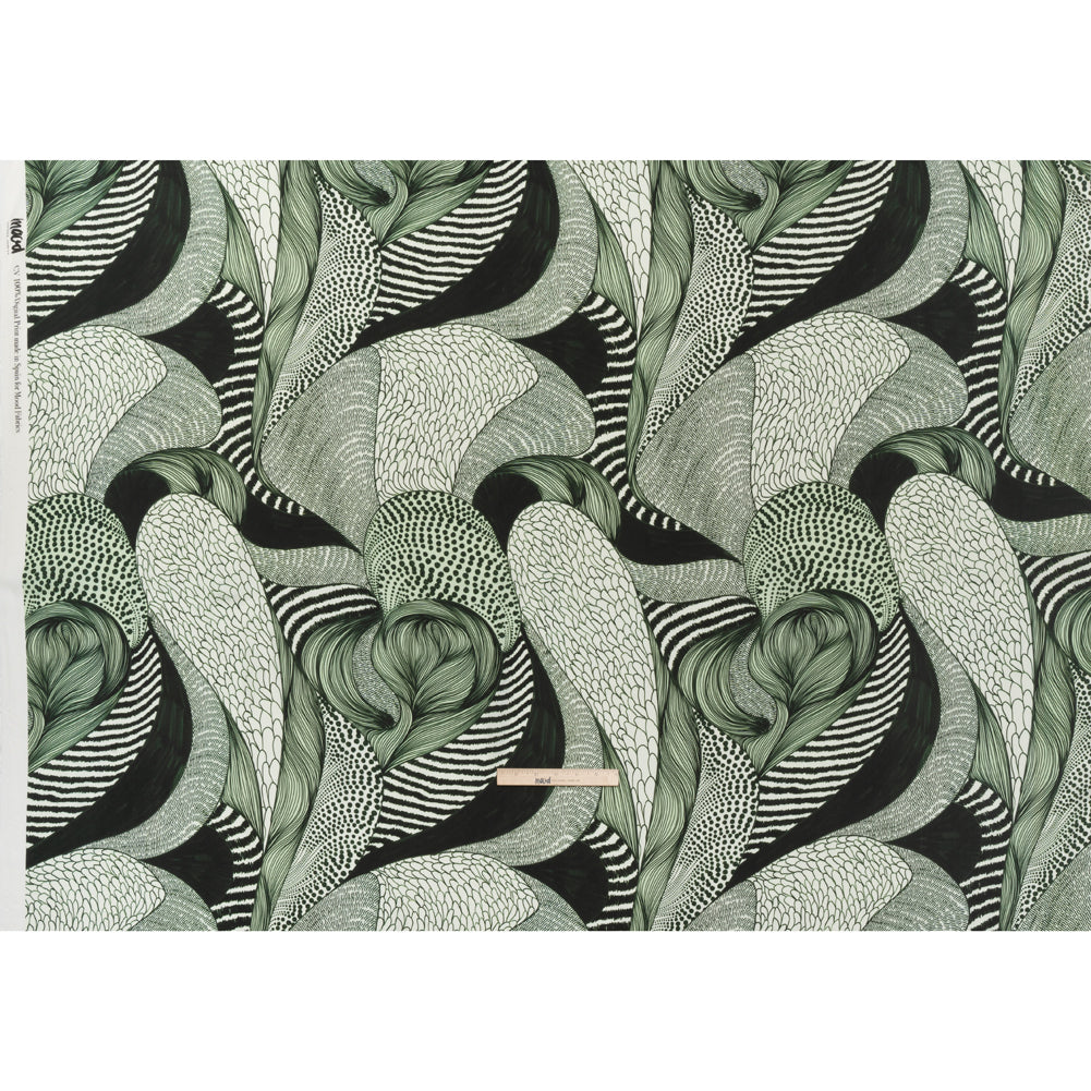 Rayon Challis - Dark Green and White Doodled Patterns - Forest Fantasy Print - Mood Exclusive Acadia Collection - Full Rayon Challis - Dark Green and White Doodled Patterns - Forest Fantasy Print - Mood Exclusive Acadia Collection - Full