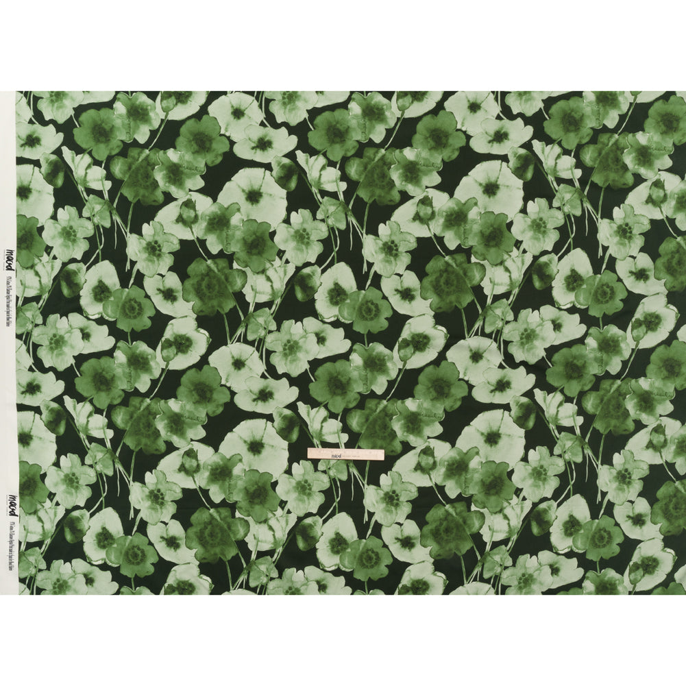Stretch Cotton Sateen - Green Painterly Flowers - Coastal Clover Print - Mood Exclusive Acadia Collection - Full Stretch Cotton Sateen - Green Painterly Flowers - Coastal Clover Print - Mood Exclusive Acadia Collection - Full