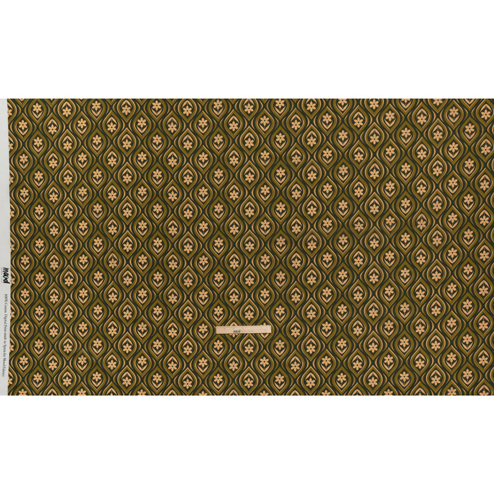 Cotton Voile - Olive, Hunter Green, and Beige Floral Ogees - Woodland Blooms Print - Mood Exclusive Acadia Collection - Full Cotton Voile - Olive, Hunter Green, and Beige Floral Ogees - Woodland Blooms Print - Mood Exclusive Acadia Collection - Full