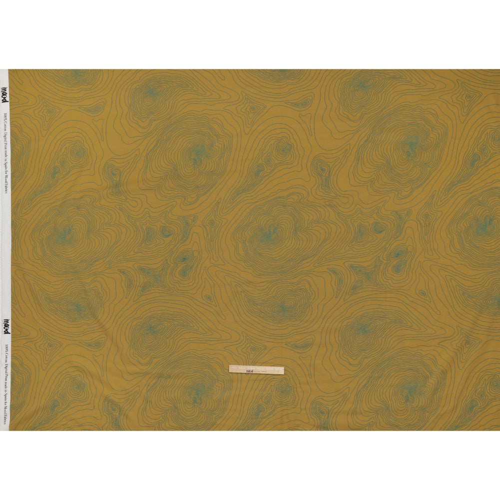 Cotton Voile - Olive and Hunter Green Abstract Lines - Topographic Map Print - Mood Exclusive Acadia Collection - Full Cotton Voile - Olive and Hunter Green Abstract Lines - Topographic Map Print - Mood Exclusive Acadia Collection - Full