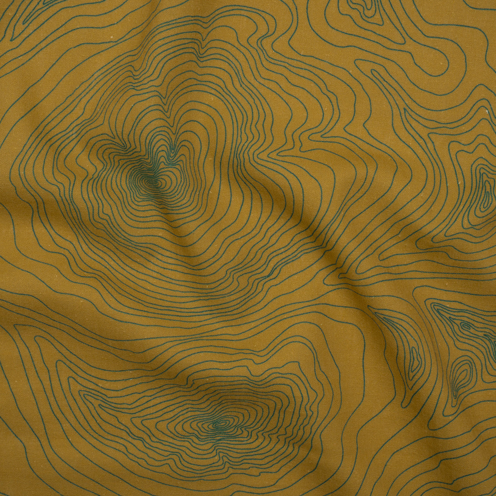 Linen and Rayon Woven - Olive and Hunter Green Abstract Lines - Topographic Map Print - Mood Exclusive Acadia Collection Linen and Rayon Woven - Olive and Hunter Green Abstract Lines - Topographic Map Print - Mood Exclusive Acadia Collection