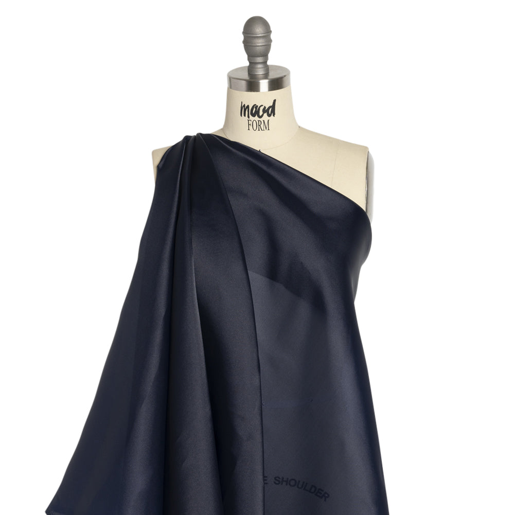 Satin-Faced Polyester Organza - Navy - Ardea Collection by Mood - Drape Satin-Faced Polyester Organza - Navy - Ardea Collection by Mood - Drape