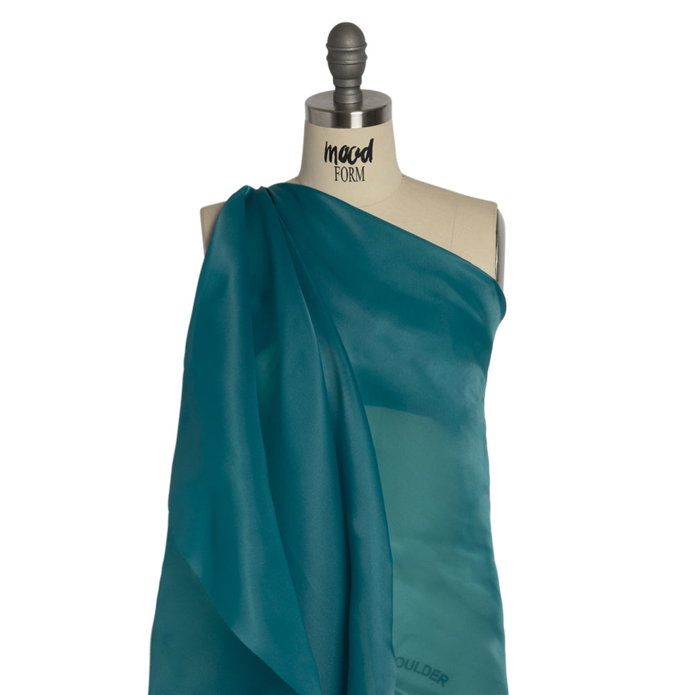Satin-Faced Polyester Organza - Deep Teal - Ardea Collection by Mood - Drape Satin-Faced Polyester Organza - Deep Teal - Ardea Collection by Mood - Drape