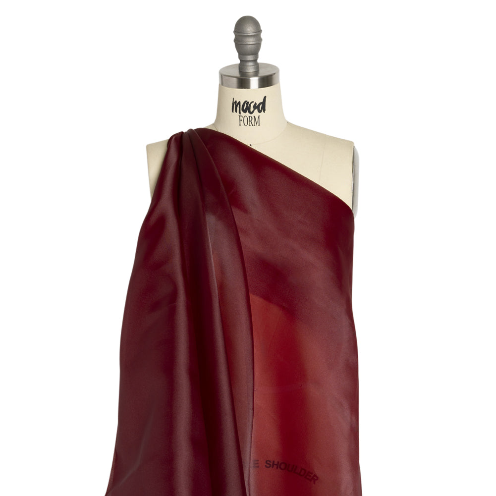 Satin-Faced Polyester Organza - Burgundy - Ardea Collection by Mood Drape Satin-Faced Polyester Organza - Burgundy - Ardea Collection by Mood Drape