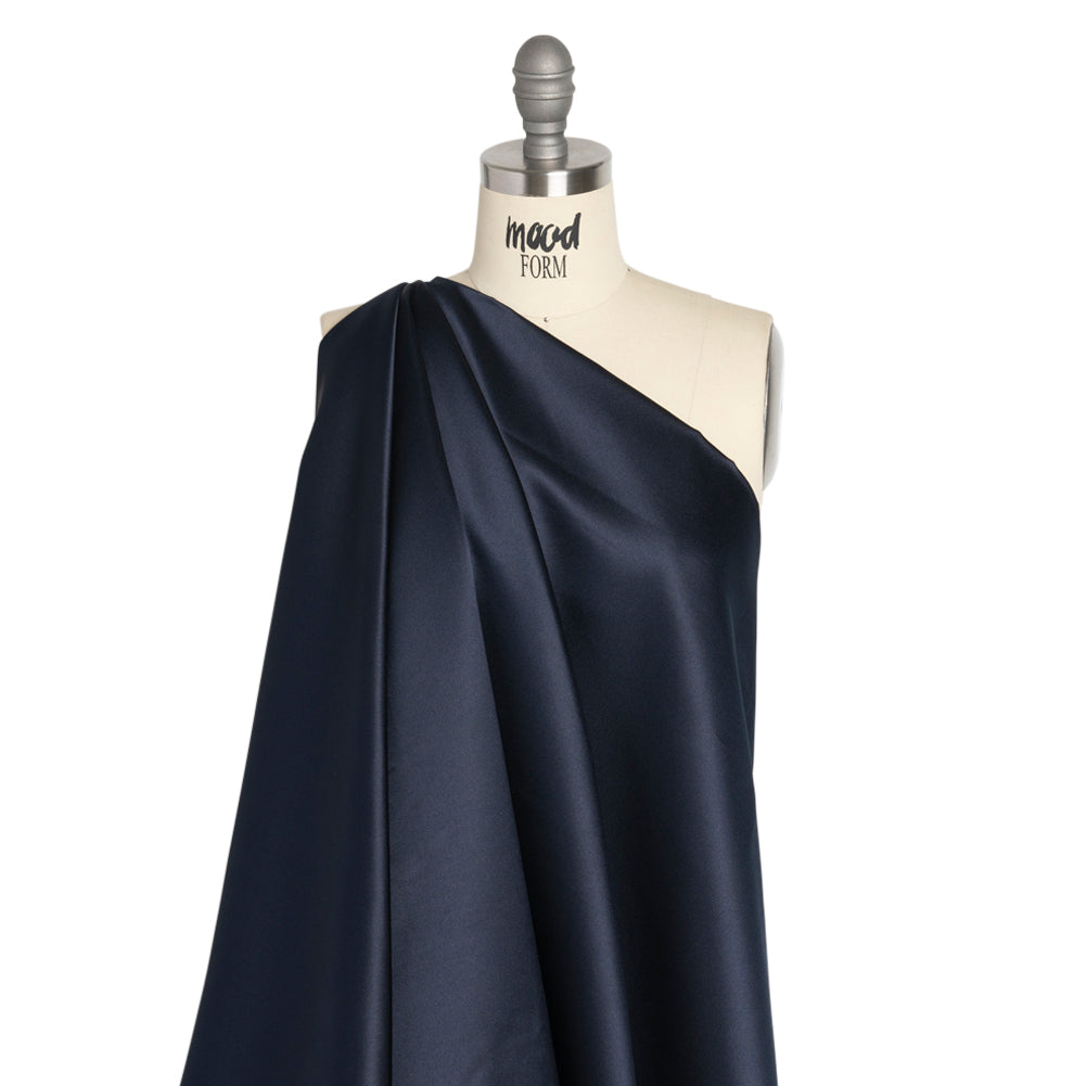 Premium Polyester Satin - Navy - Gavia Collection by Mood - Drape Premium Polyester Satin - Navy - Gavia Collection by Mood - Drape
