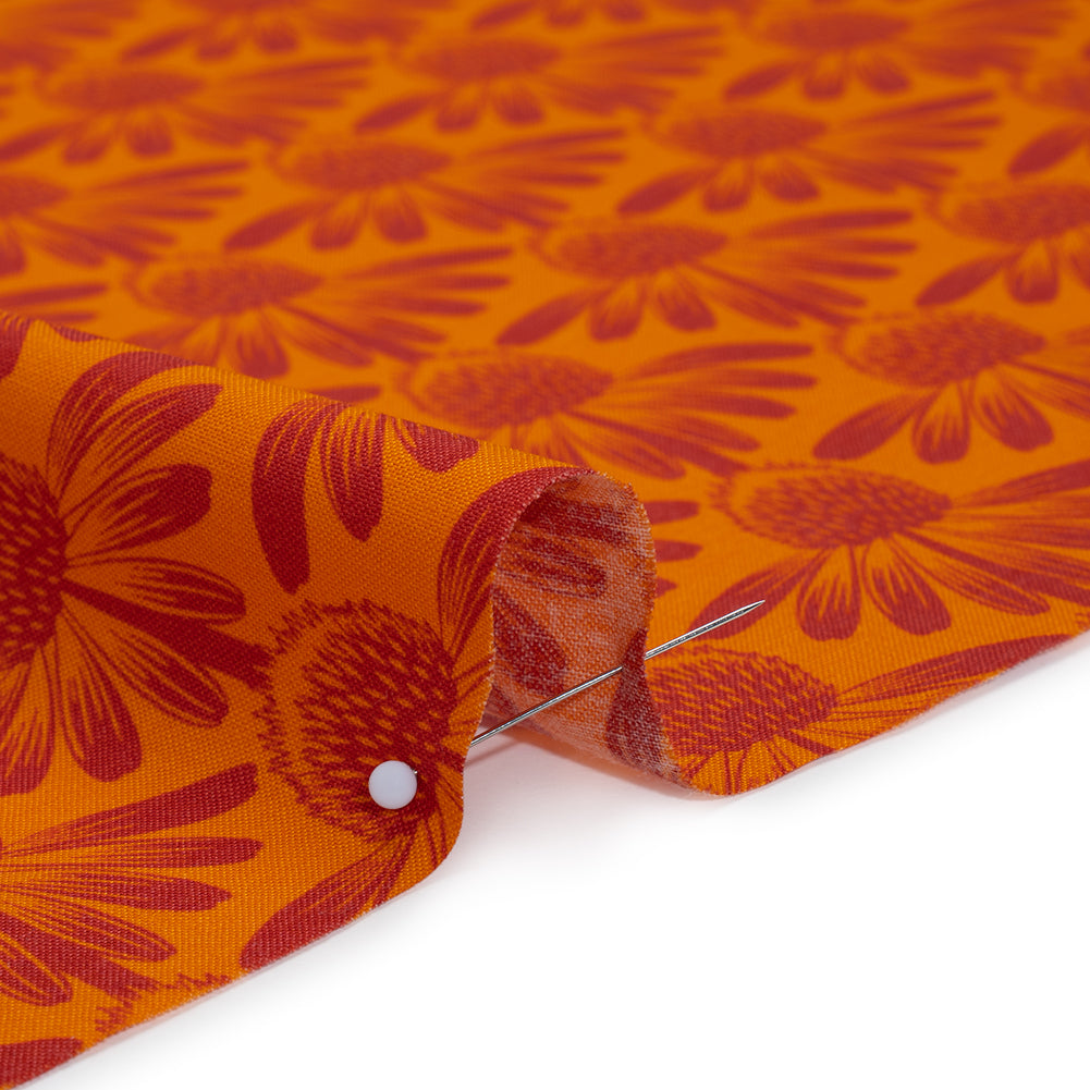 Printed Quilting Cotton by Anna Maria Textiles for Northcott - Tangerine Coneflower Floral - Indelible Collection - Detail Printed Quilting Cotton by Anna Maria Textiles for Northcott - Tangerine Coneflower Floral - Indelible Collection - Detail