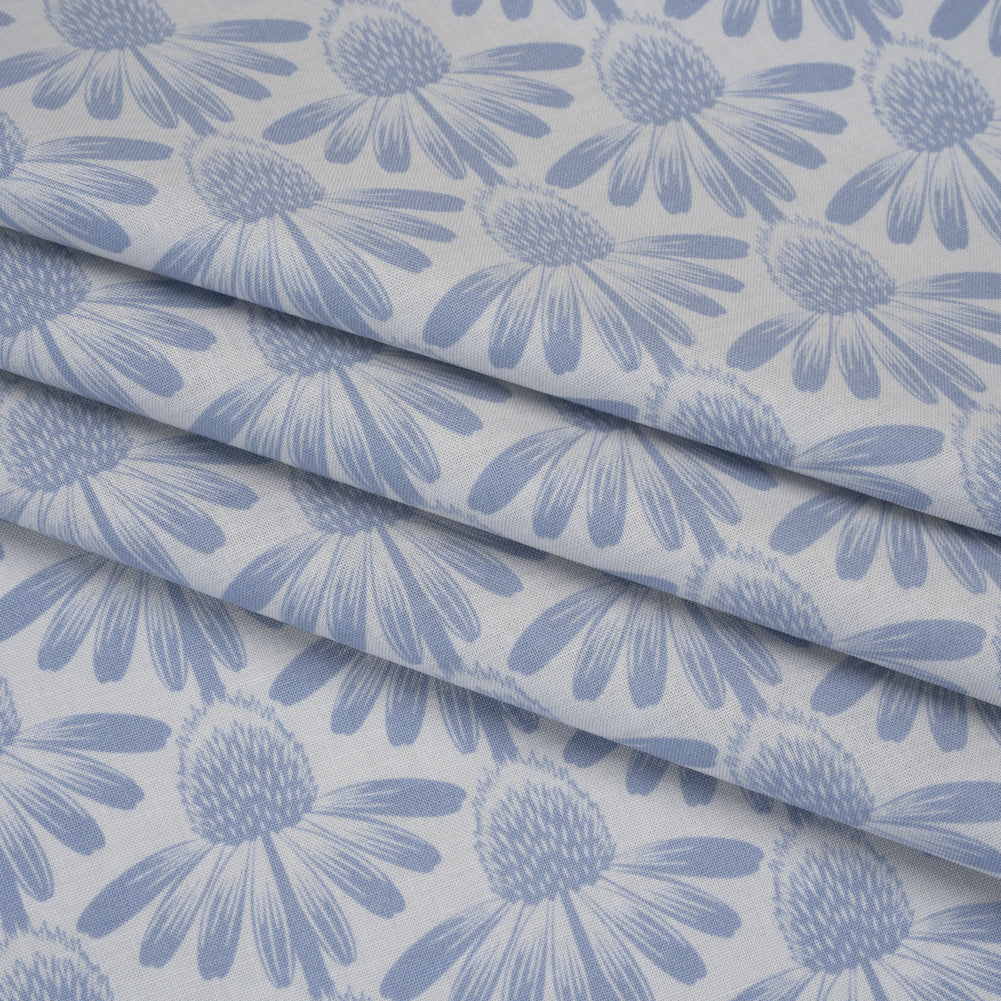 Printed Quilting Cotton by Anna Maria Textiles for Northcott - Sky Coneflower Floral - Indelible Collection - Folded Printed Quilting Cotton by Anna Maria Textiles for Northcott - Sky Coneflower Floral - Indelible Collection - Folded