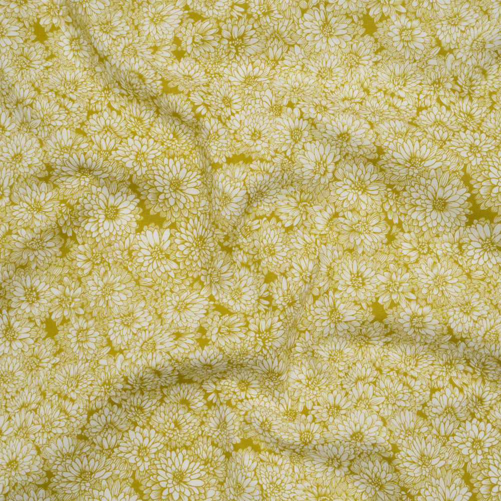 Printed Quilting Cotton by Anna Maria Textiles for Northcott - Golden Mums Floral - Indelible Collection Printed Quilting Cotton by Anna Maria Textiles for Northcott - Golden Mums Floral - Indelible Collection