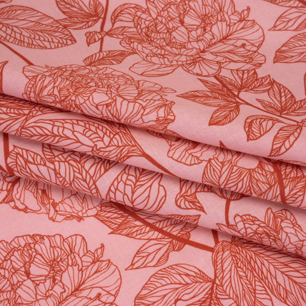 Printed Quilting Cotton by Anna Maria Textiles for Northcott - Rouge Peony Floral - Indelible Collection - Folded Printed Quilting Cotton by Anna Maria Textiles for Northcott - Rouge Peony Floral - Indelible Collection - Folded