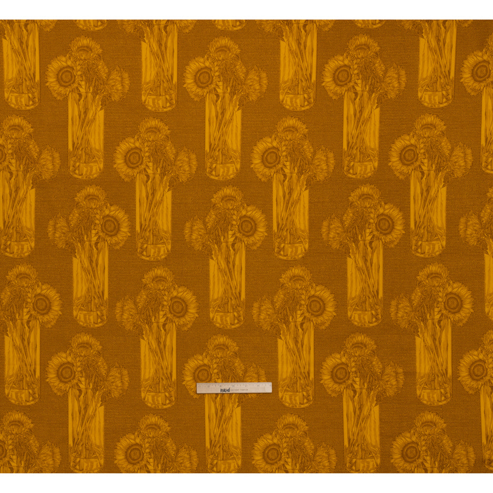 Printed Quilting Cotton by Anna Maria Textiles for Northcott - Saffron Sunflowers Floral - Indelible Collection - Full Printed Quilting Cotton by Anna Maria Textiles for Northcott - Saffron Sunflowers Floral - Indelible Collection - Full