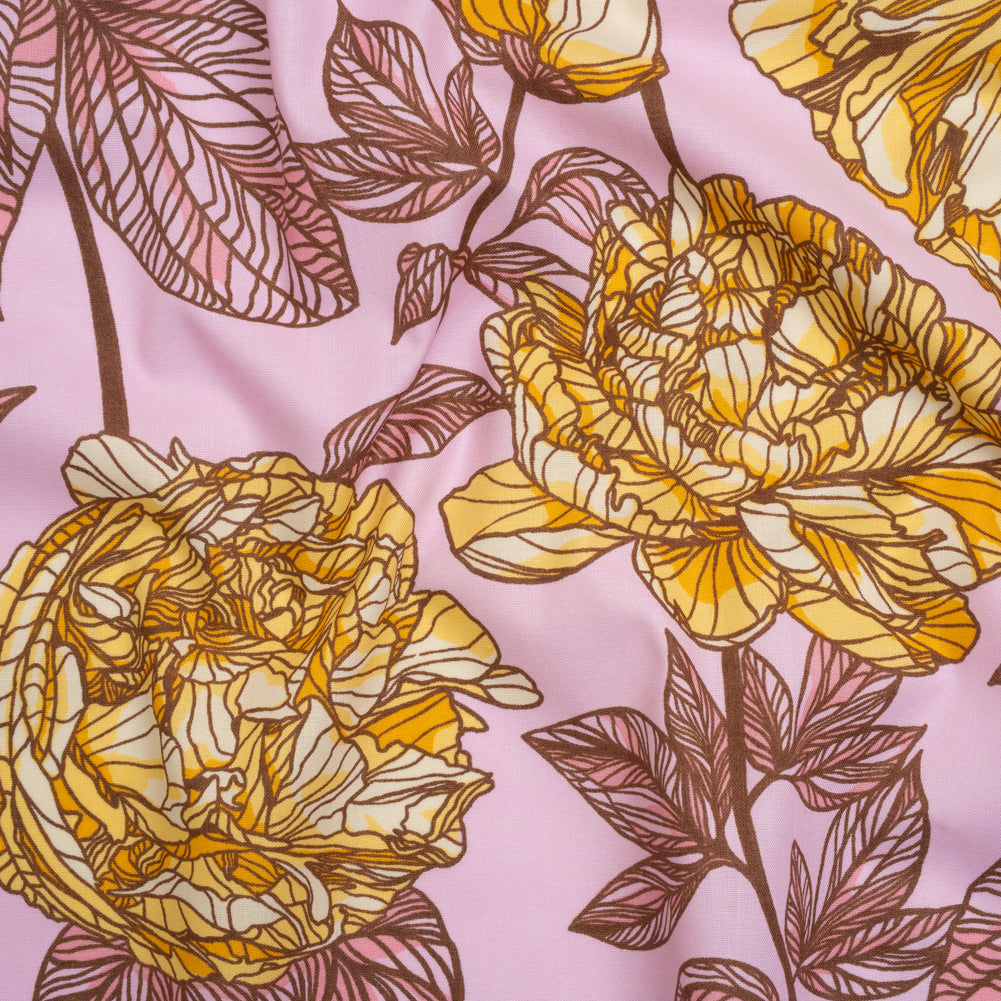 Wide Backing Quilting Cotton by Anna Maria Textiles for Northcott, 108" Wide - Sunshine Peony Floral - Indelible Wide Backing Collection Wide Backing Quilting Cotton by Anna Maria Textiles for Northcott, 108" Wide - Sunshine Peony Floral - Indelible Wide Backing Collection