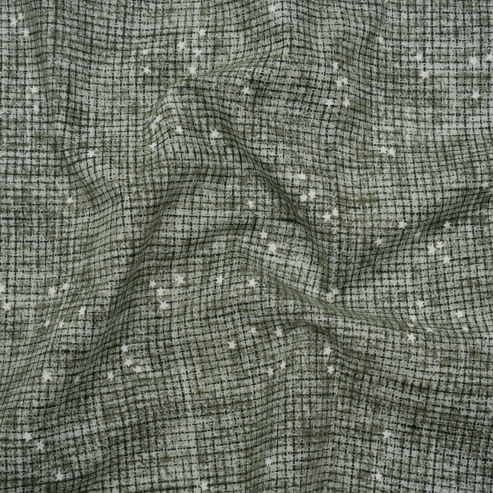 Printed Quilting Cotton by Ghazal Razavi for FIGO Studio - Sage Checks and Stars - Stash Collection - Drape Printed Quilting Cotton by Ghazal Razavi for FIGO Studio - Sage Checks and Stars - Stash Collection - Drape