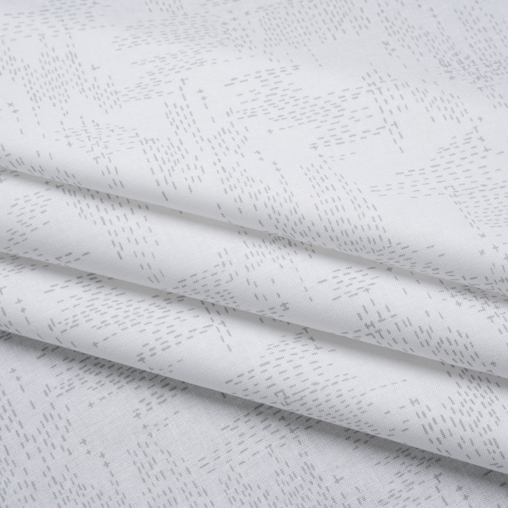 Printed Quilting Cotton by Ghazal Razavi for FIGO Studio - White and Gray Stitches - Dovetail Collection - Folded Printed Quilting Cotton by Ghazal Razavi for FIGO Studio - White and Gray Stitches - Dovetail Collection - Folded