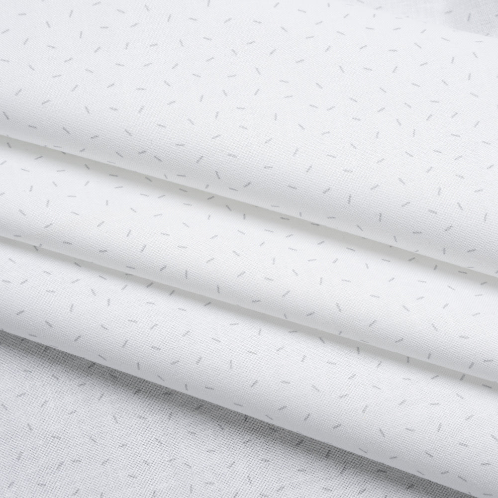 Printed Quilting Cotton by Ghazal Razavi for FIGO Studio - White and Gray Dashes- Dovetail Collection - Folded Printed Quilting Cotton by Ghazal Razavi for FIGO Studio - White and Gray Dashes- Dovetail Collection - Folded