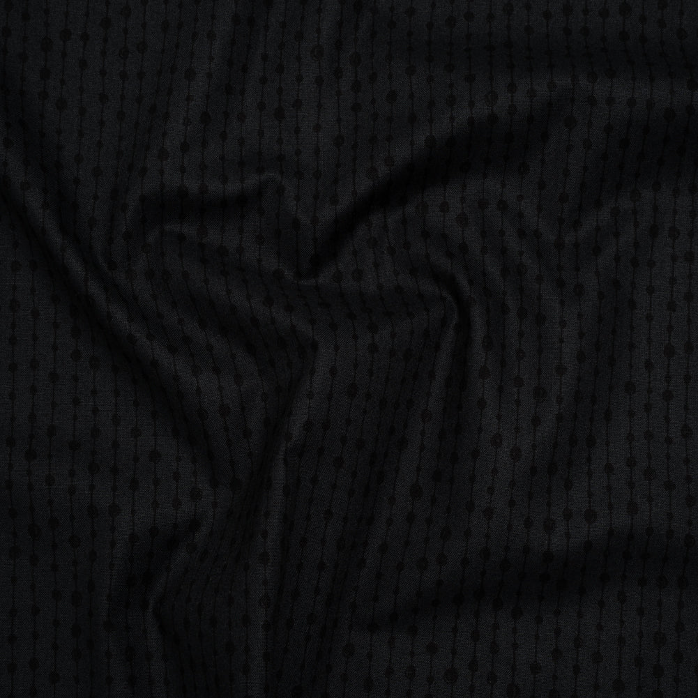 Printed Quilting Cotton by Patrick Lose for Northcott - Black on Black Doodle Beaded Stripe - Basically Black & White Collection Printed Quilting Cotton by Patrick Lose for Northcott - Black on Black Doodle Beaded Stripe - Basically Black & White Collection