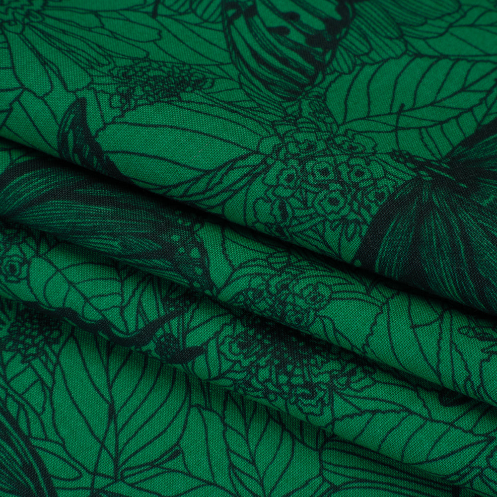 Printed Quilting Cotton by Anna Maria Textiles for Northcott - Jade Winging It Butterflies and Flowers - Indelible Ink Collection - Folded Printed Quilting Cotton by Anna Maria Textiles for Northcott - Jade Winging It Butterflies and Flowers - Indelible Ink Collection - Folded