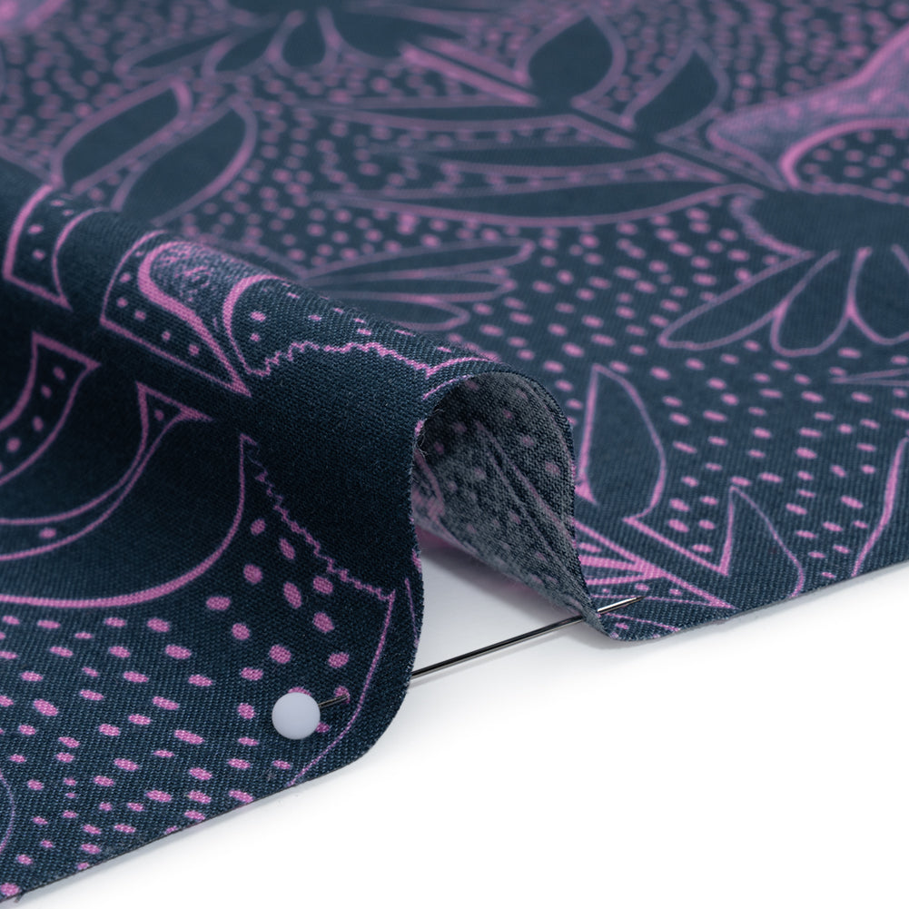 Printed Quilting Cotton by Anna Maria Textiles for Northcott - Navy Hummingbirds and Coneflowers - Indelible Ink Collection - Detail Printed Quilting Cotton by Anna Maria Textiles for Northcott - Navy Hummingbirds and Coneflowers - Indelible Ink Collection - Detail