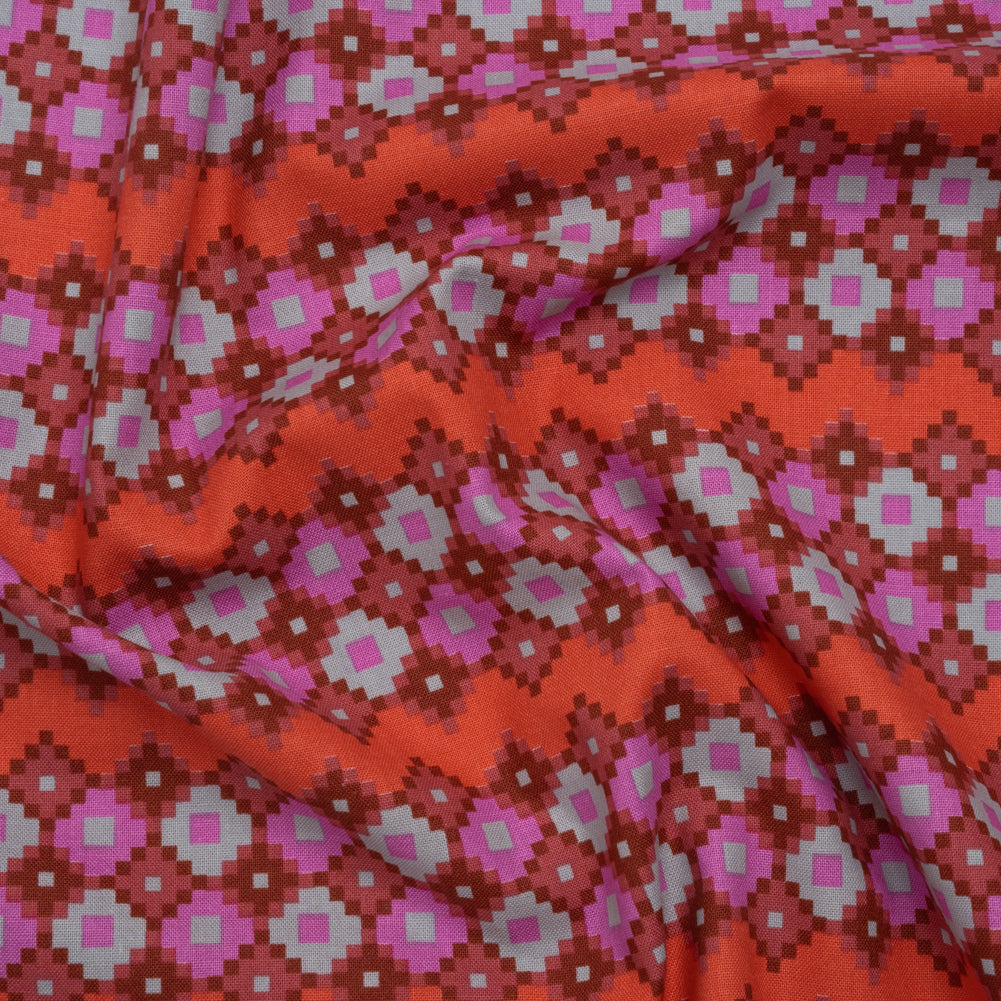 Printed Quilting Cotton by Anna Maria Textiles for Northcott - Bouquet Interwoven Geometric Stripes - Heiress Collection Printed Quilting Cotton by Anna Maria Textiles for Northcott - Bouquet Interwoven Geometric Stripes - Heiress Collection