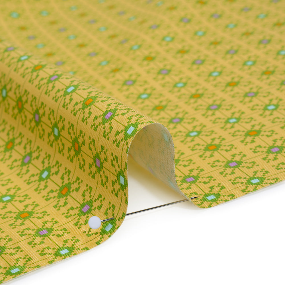 Printed Quilting Cotton by Anna Maria Textiles for Northcott - Garden Jeweled Floral Grid - Heiress Collection - Detail Printed Quilting Cotton by Anna Maria Textiles for Northcott - Garden Jeweled Floral Grid - Heiress Collection - Detail