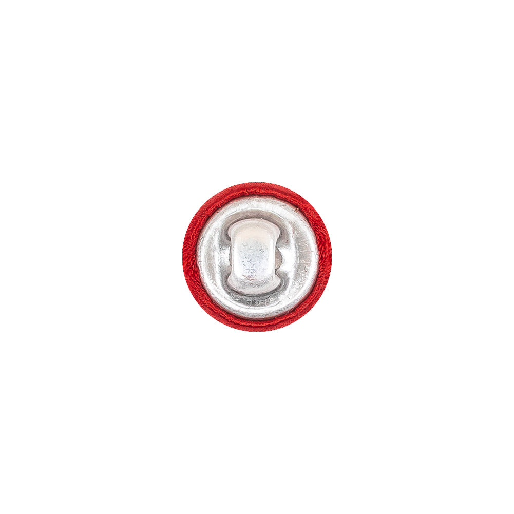 Mood Exclusive Red Silk Covered Button - 18L/11.5mm - Detail Mood Exclusive Red Silk Covered Button - 18L/11.5mm - Detail