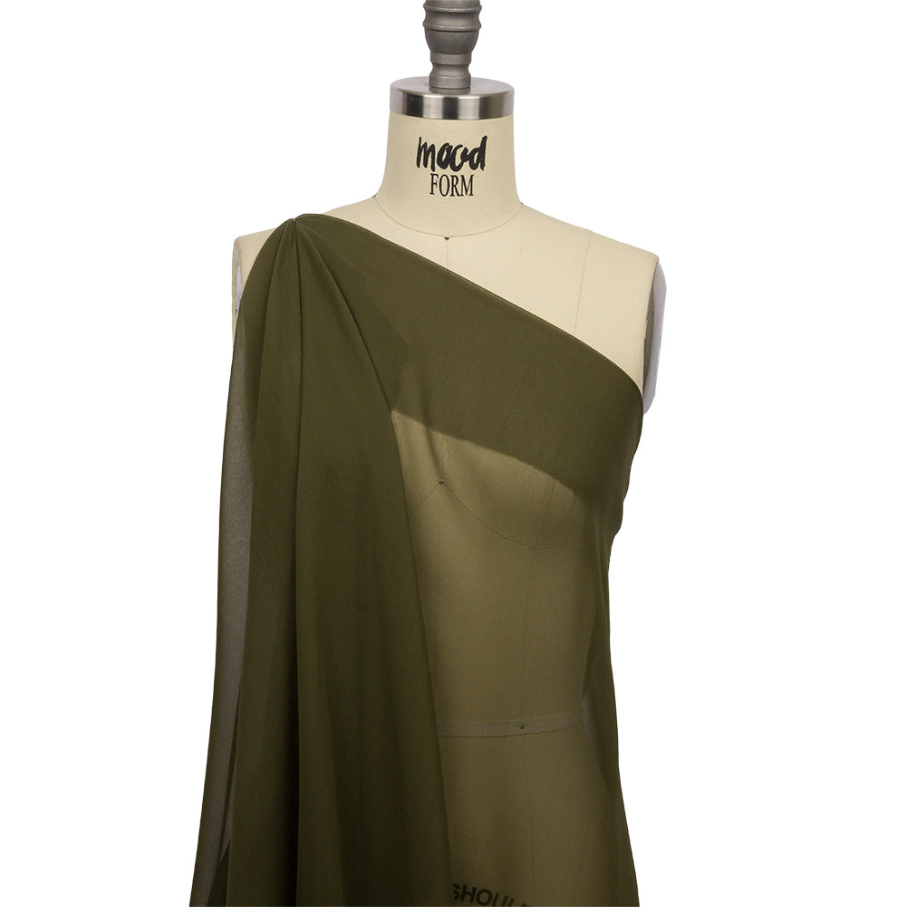 Silk Chiffon 44" - Olive Green - Premium Collection - Drape Silk Chiffon 44" - Olive Green - Premium Collection - Drape