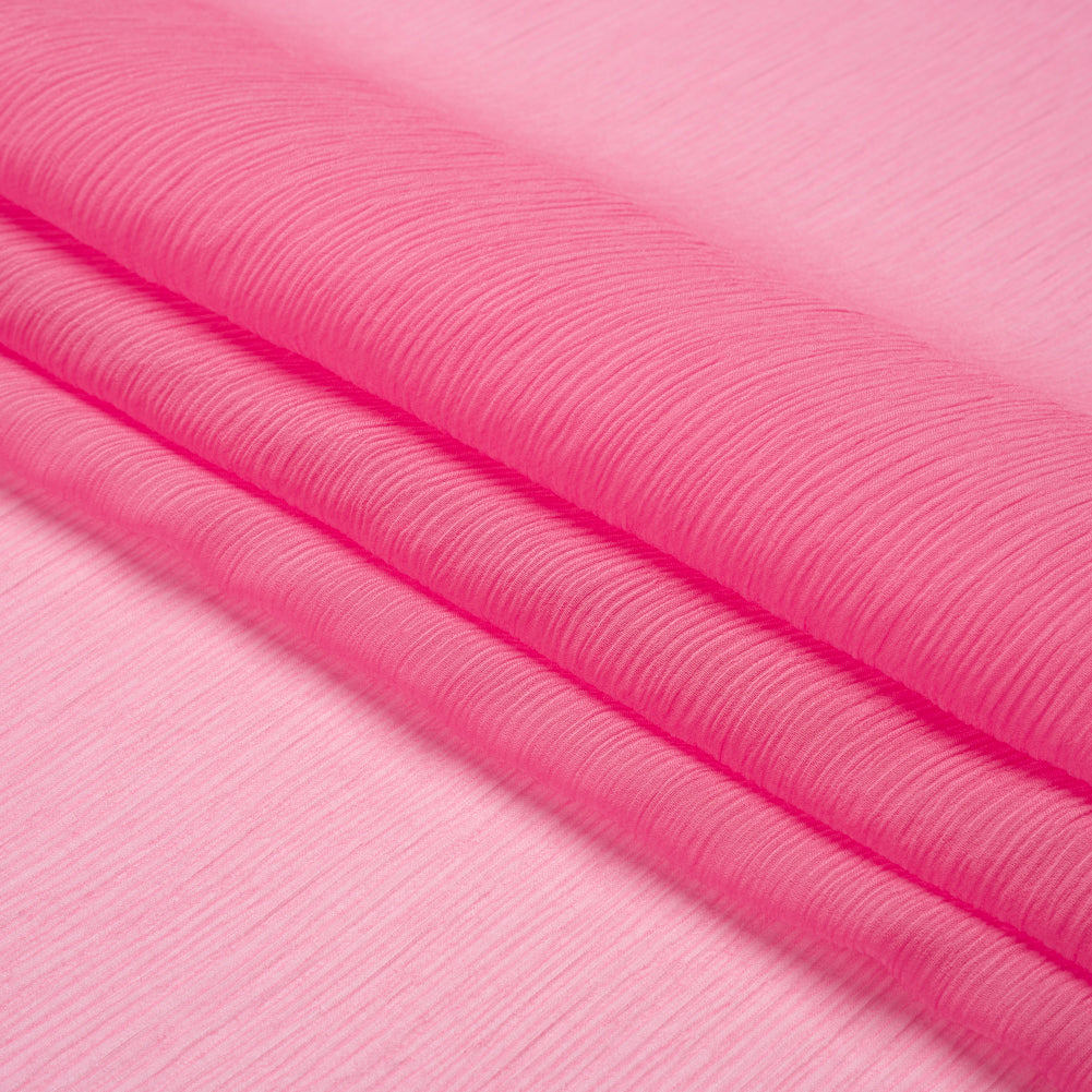 Crinkled Silk Chiffon - Carmine Rose - Premium Collection - Folded Crinkled Silk Chiffon - Carmine Rose - Premium Collection - Folded