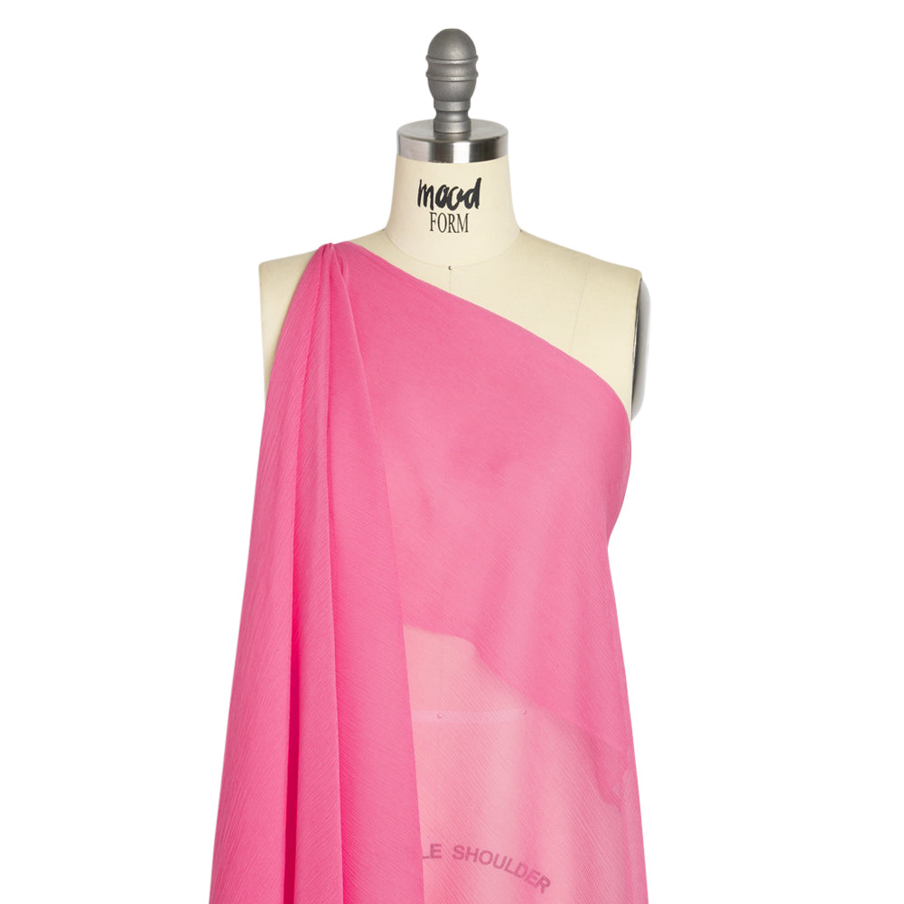Crinkled Silk Chiffon - Carmine Rose - Premium Collection - Drape Crinkled Silk Chiffon - Carmine Rose - Premium Collection - Drape