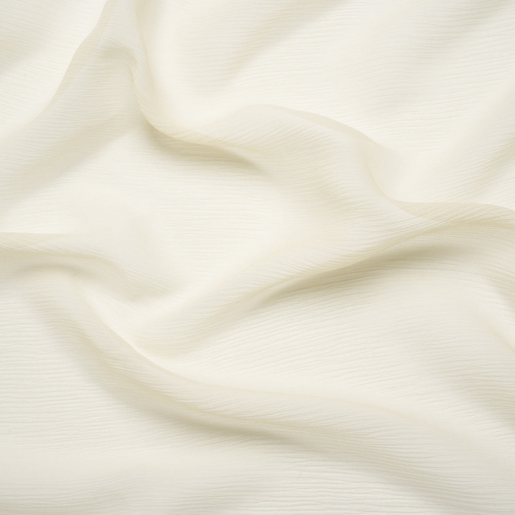 Crinkled Silk Chiffon - Ivory - Premium Collection Crinkled Silk Chiffon - Ivory - Premium Collection