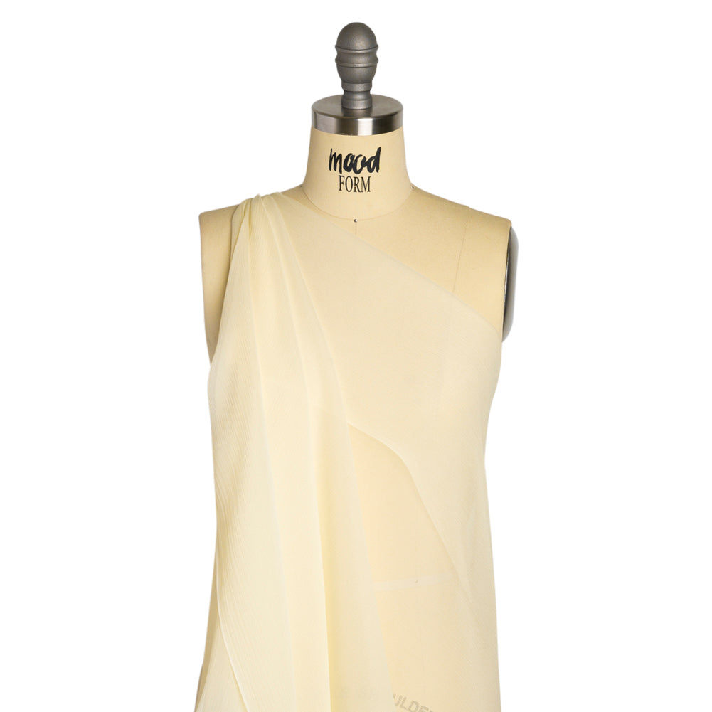 Crinkled Silk Chiffon - Pale Yellow - Premium Collection - Drape Crinkled Silk Chiffon - Pale Yellow - Premium Collection - Drape