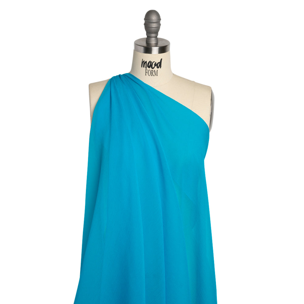 Crinkled Silk Chiffon - Horizon Blue - Premium Collection - Drape Crinkled Silk Chiffon - Horizon Blue - Premium Collection - Drape